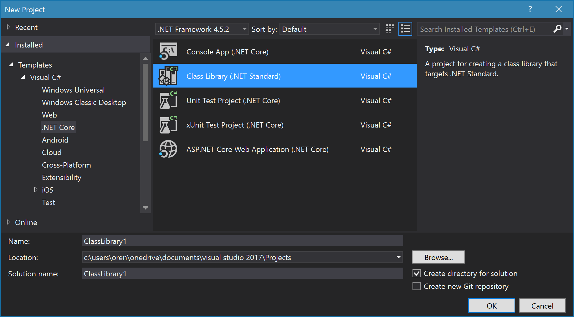 New .NET Core Class Library