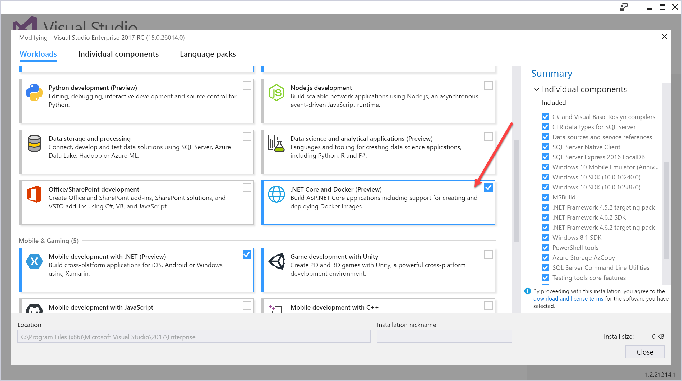 .NET Core workload